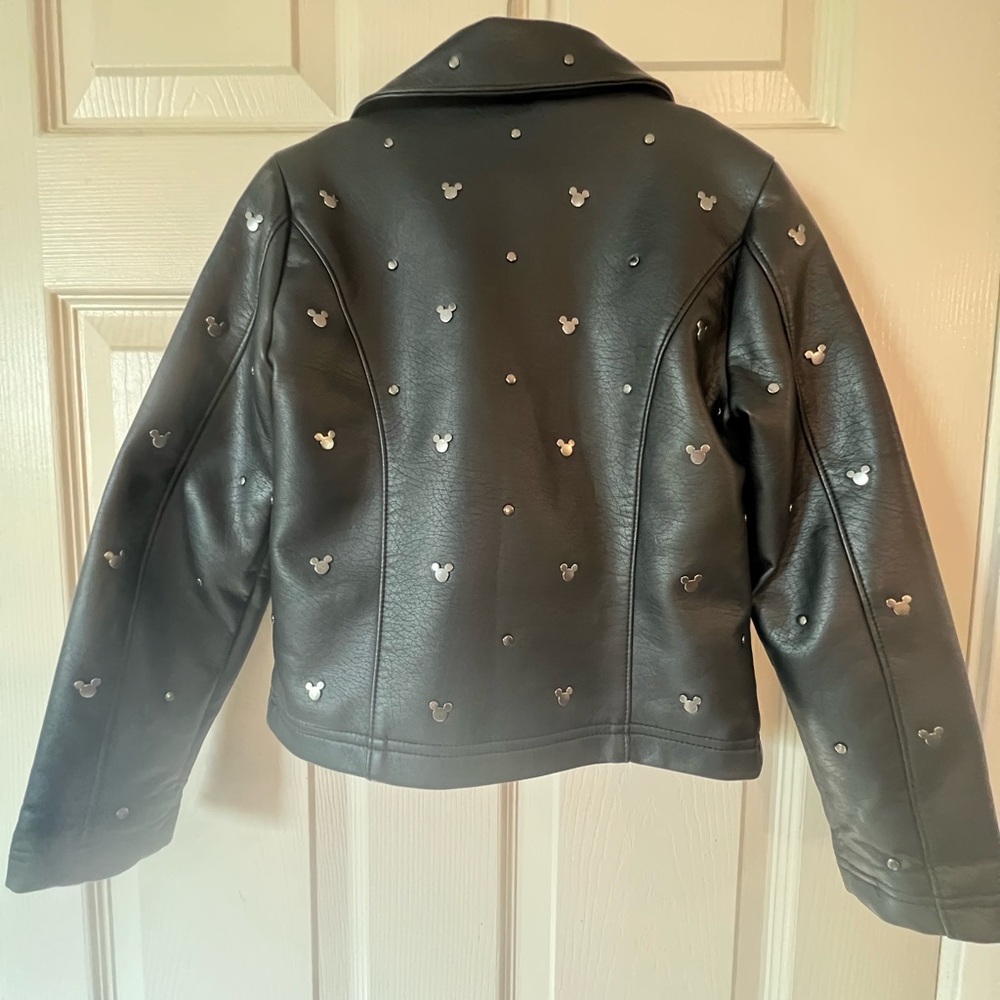 Disney Faux Black Leather Moto Jacket with Pink Lining - Picture 4 of 7